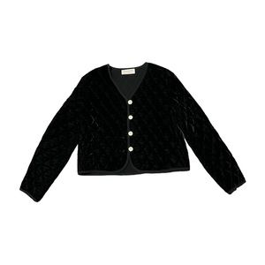 Vintage Velvet Quilted Black Dana‎ Caprice By Mark Andrew Gold Buttons